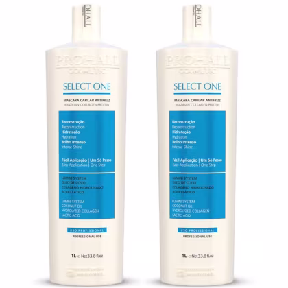 Imagem do produto Prohall 2 unidades de Escova Progressiva Select One 1L Sem Formol Passo Único Antifrizz e Hidratação