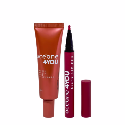 Imagem do produto Kit Océane 4you Flush Bright Joy Blush Sombra e Lip Pen Magenta Caneta Delineadora Labial (2 produtos)