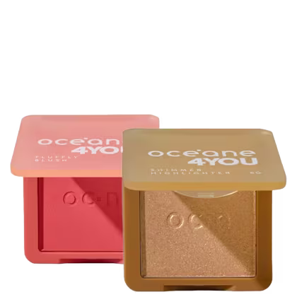 Imagem do produto Kit Océane 4you Shimmer Highlighter Gold Iluminador e Brink Peach Blush Cremoso (2 produtos)