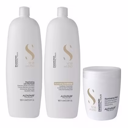 Kit Alfaparf Semi Di Lino Diamond Illuminating Trio Salon, 3 produtos.