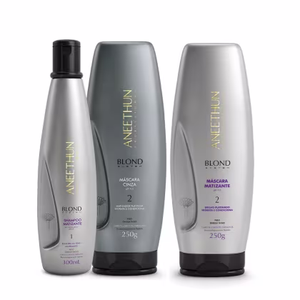Imagem do produto Kit Aneethun Blond System - Shampoo Matizante 300ml + Máscara Matizante 250g + Máscra Cinza 250g