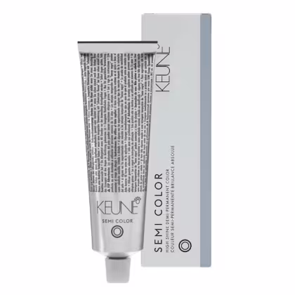 Caixa e tubo da coloração Keune Semi Color, com embalagem cinza