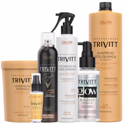 Imagem do produto Trivitt Kit Brilho Finalizador Glow Hidratação 1kg Segredo Cabeleireiro Reparador Pontas Shampoo 1L
