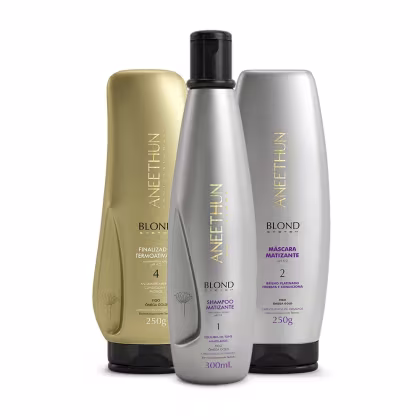 Imagem do produto Kit Aneethun Blond System - Shampoo Matizante 300ml + Máscara Matizante 250g + Fluido Termoativado 250g