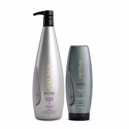 Imagem do produto Kit Aneethun Blond System - Shampoo Matizante 1L + Máscara Cinza 250g