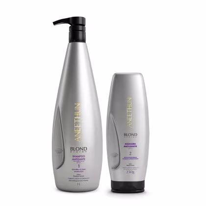 Imagem do produto Kit Aneethun Blond System - Shampoo Matizante 1L + Máscara Matizante 250g