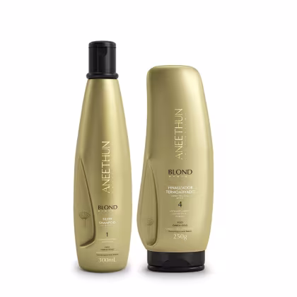 Imagem do produto Kit Aneethun Blond System - Shampoo Silver 300ml + Finalizador Termoativado 250g