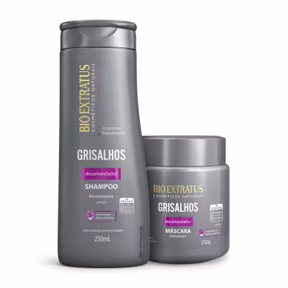 Imagem do produto Kit Desamarelador Bio Extratus Grisalhos Shampoo e Máscara (250mL/g)