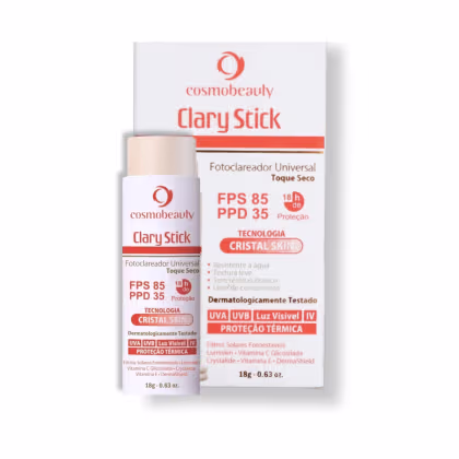 Trata-se de um fotoclareador universal de toque seco, com FPS 85 e PPD 35, oferecendo proteção térmica.