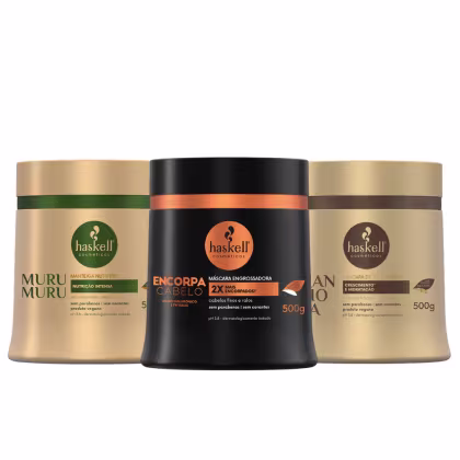 Imagem do produto Kit 3 Máscaras de Tratamento Haskell Encorpa + Murumurú + Mandioca 500g
