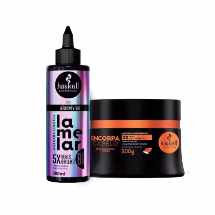Kit Haskell Lamelar + Encorpa Cabelo Duo Power, 2 produtos.