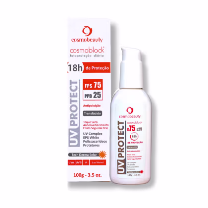 Imagem do produto Cosmobeauty Filtro Solar Cosmoblock FPS 75 Antipoluição Sem Cor 18h 100g