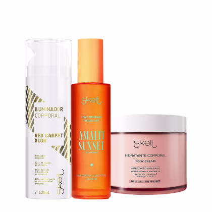 Imagem do produto Kit Skelt Red Carpet Glow Iluminador Amalfi Sunset Hidratante Corporal e Perfume Mist Spray (3 produtos)