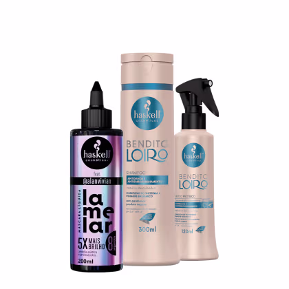 Imagem do produto Kit Haskell Bendito Loiro Shampoo Fluido Proteico e Lamelar Máscara líquida (3 produtos)