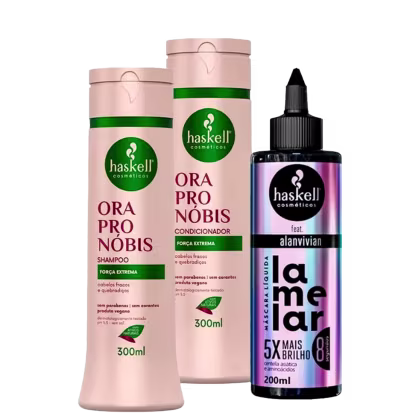 Kit Haskell Ora Pro Nóbis + Lamelar, 3 produtos.