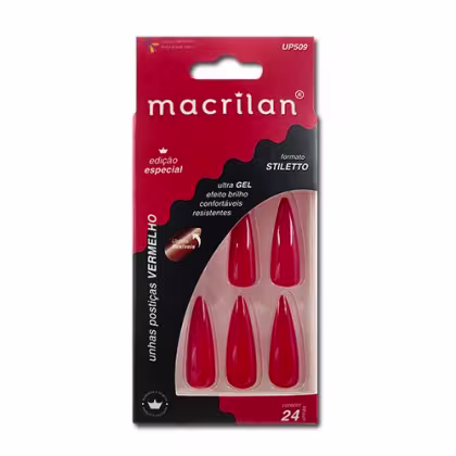 Imagem do produto Unhas Postiças Stiletto Vermelho - Macrilan - UP509