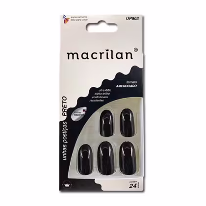Imagem do produto Unhas Postiças Amendoado Preto - Macrilan - UP803