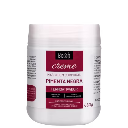 Imagem do produto Bio Soft Pimenta Negra Termoativador - Creme de Massagem Corporal 680g