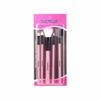 Imagem do produto Kit Com 5 Pincéis Para Maquiagem - Macrilan - KP5-9 - rosa