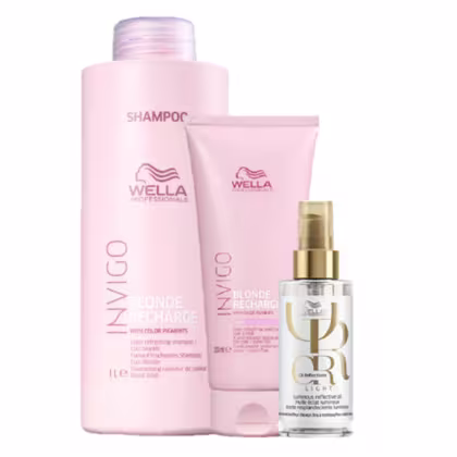 Imagem do produto Kit Wella Professionals Invigo Blonde Recharge & Oil Reflections Light Super Trio (3 Produtos)