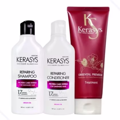 Imagem do produto Kit Kerasys Repairing (Sh 180ml + Cond 180ml) + Oriental Premium Máscara 200ml