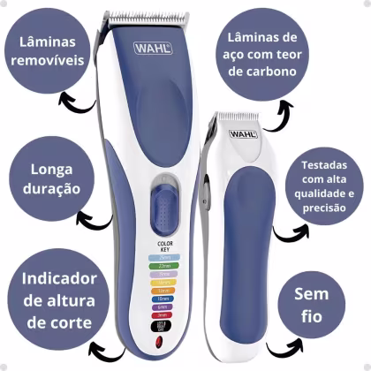 Imagem do produto Kit Máquina De Corte + Acabamento Wahl Color Pro Cordless 22 Pieces Bivolt