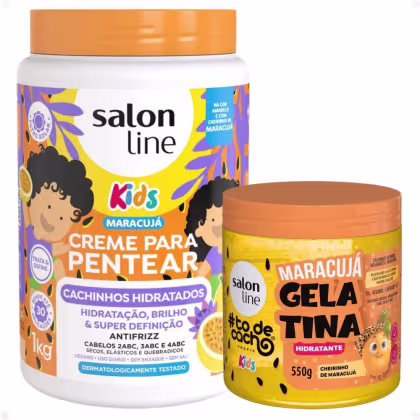 Imagem do produto Kit Salon Line Kids 1 Creme para Pentear e 1 Gelatina Hidratante Maracujá