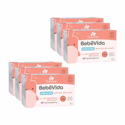 Imagem do produto Kit Sabonete Vegetal Davene Bebê Vida Extrato de Aveia 90g c/6un
