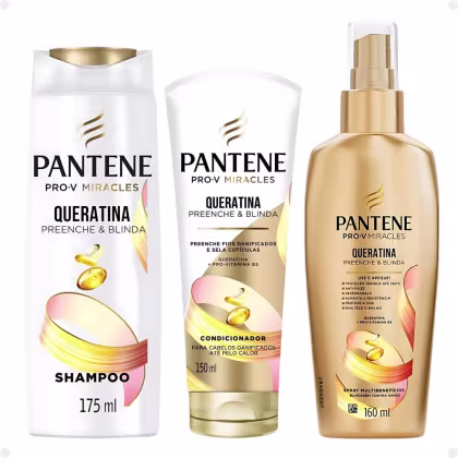 Imagem do produto Kit Pantene Pro-V Miracles Queratina: Shampoo 175ml, Condicionador 150ml e Spray