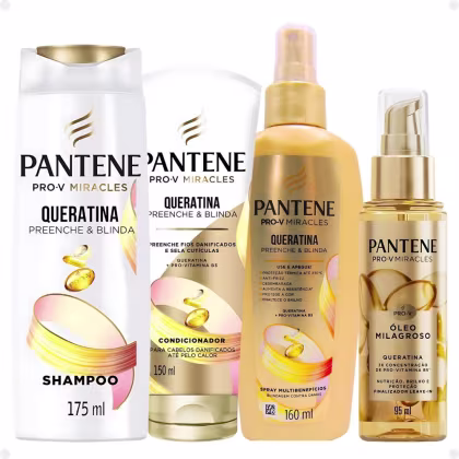 Imagem do produto Kit Pantene Pro-V Miracles Queratina: Shampoo 175ml, Condicionador 150ml, Spray e Óleo