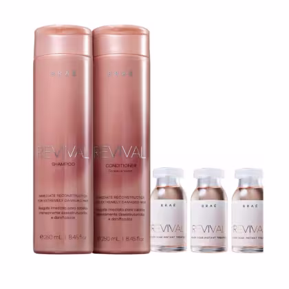 Imagem do produto Kit Braé Revival - Shampoo 250ml + Condicionador 250ml + Ampola Revival 13ml (3Unidades)