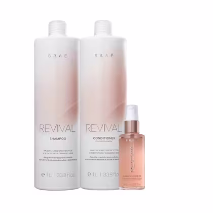 Imagem do produto Kit Braé Revival - Shampoo 1L + Condicionador 1L + Óleo Gorgeous Shine 60ml
