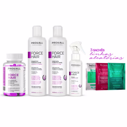 Imagem do produto Kit Capilar Force Hair Prohall 4 Itens Original + 3 Sachês