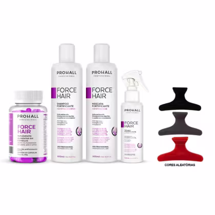 Imagem do produto Kit Completo Force Hair Prohall Nova Embalagem + 3 Presilhas