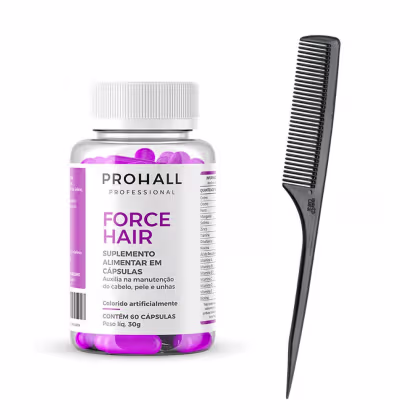 Imagem do produto Cápsulas Cresce Cabelo Force Hair Prohall + Pente Capilar