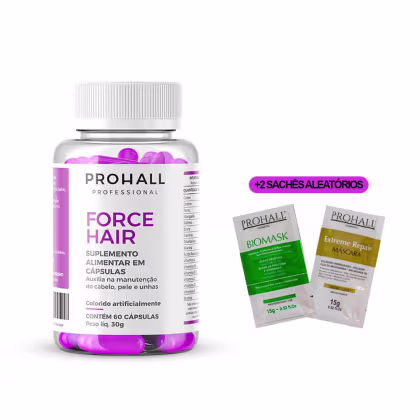 Imagem do produto Cápsulas Force Hair Prohall Cabelo Grande e Bonito +2Sachês