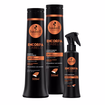 Imagem do produto Kit Haskell Encorpa Cabelo Engrossador Shampoo + Condicionador + Fluído 500ml/120ml