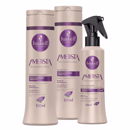Imagem do produto Kit Haskell Ametista Desamarelador Shampoo + Condicionador 300ml + Fluido 120ml