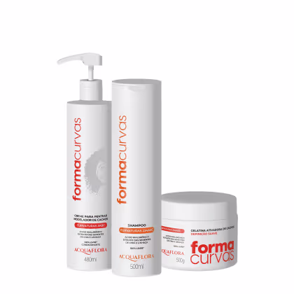 Imagem do produto Kit Acquaflora Forma Curvas Shampoo Creme de Pentear Cachos e Gelatina Suave (3 produtos)