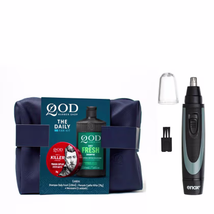 Imagem do produto Kit QOD Barber Shop Killer Shampoo 220ml + Pomada 70g + Aparador de Pêlos Enox Masculino