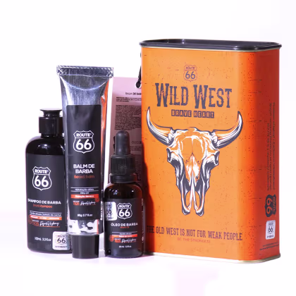 Imagem do produto Kit de Barba na Lata Wild West com Shampoo 100ml, Balm 80ml e Óleo 30ml - Route 66 - Viking