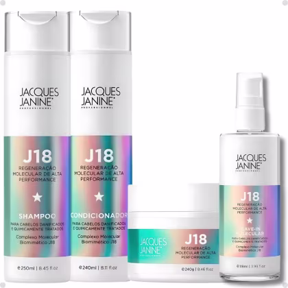 Imagem do produto Kit Jacques Janine J18: Shampoo, Condicionador, Máscara 240g e Leave-In 118ml