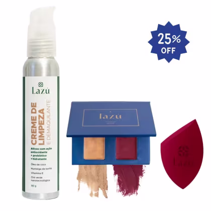 Imagem do produto Kit Duo Ruby Glow + Creme de Limpeza + Esponja de Maquiagem cor Vinho