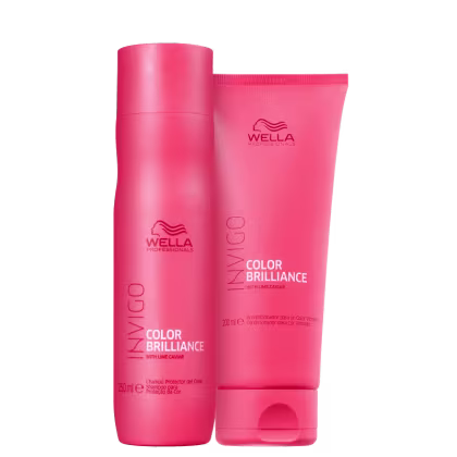 Dois produtos da linha Wella Professionals Color Brilliance,  um shampoo e um condicionador para proteção da cor.
