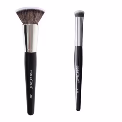 Imagem do produto Pincel Profissional Kabuki Reto Linha Max - Macrilan - A03 + Pincel Kabuki para Corretivo Linha Max - Macrilan - a31