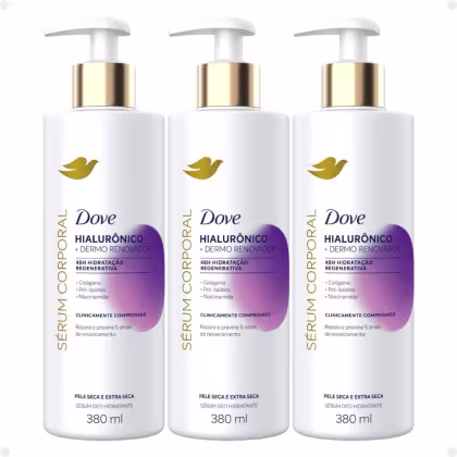 Imagem do produto Kit Dove Hialurônico + Dermo Renovador: 3 Sérum Corporal Hidratante 380ml