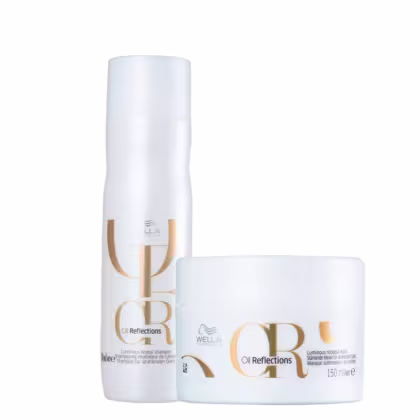 Kit com shampoo e máscara Oil Reflections, da marca Wella Professionals.