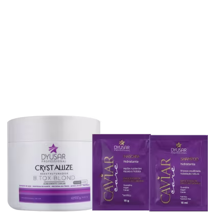 Imagem do produto Kit Dyusar Crystaliize B.tox Blond & Caviar Care (3 Produtos)