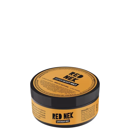 A imagem mostra um pote redondo preto com rótulo amarelo e letras pretas.