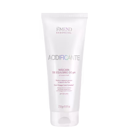 Máscara de equilíbrio do pH da Amend Essencial, em embalagem branca com rótulo destacando o nome "Acidificante" e informações sobre o produto.